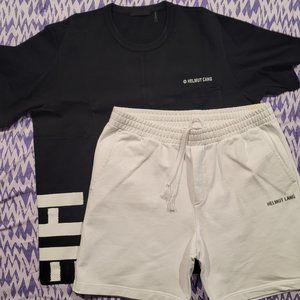 'HELMUT LANG' SPRING SUMMER SHORTS & T-SHIRT SET BLK/WHT 2XL